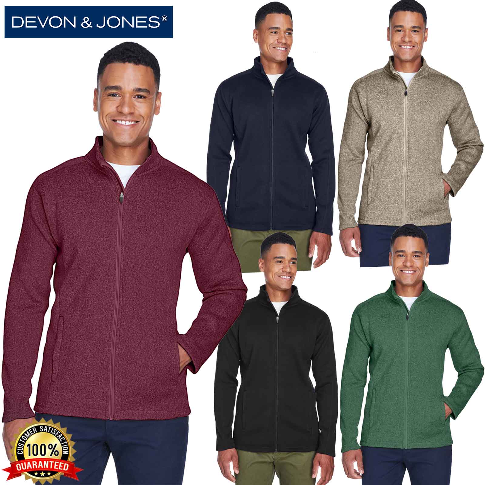 Devon /& Jones Dg793 Mens Bristol Full Zip Sweater