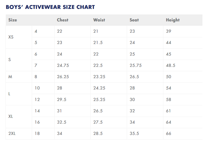 Fruit Of The Loom Sleep Pants Size Chart