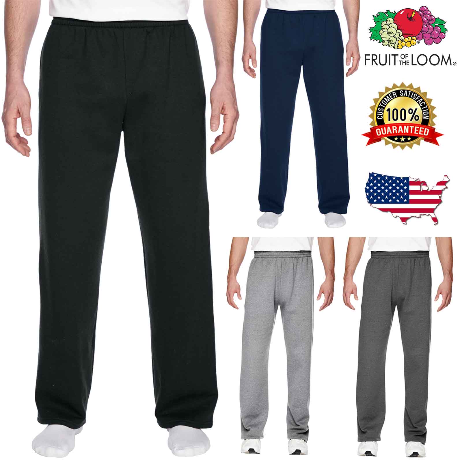 Fruit of the Loom Adult 7.2 oz. SofSpun Open-Bottom Pocket Sweatpants ...