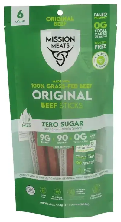 Mission Meats Stick Beef Orig 6Pc