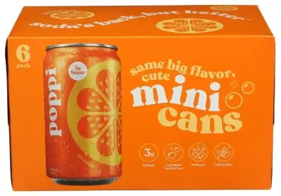 Poppi Soda Mini Orange 6Pk