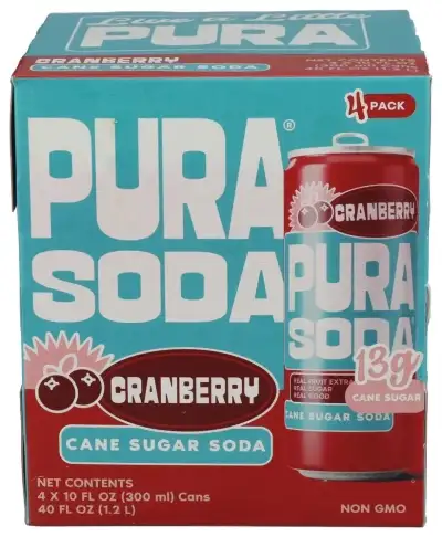 Pura Soda Soda Cranberry 4Pk