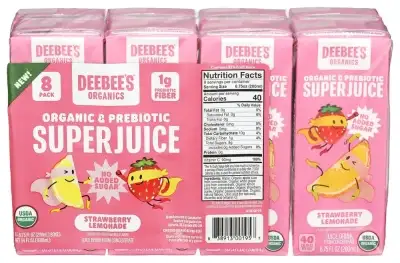 Deebees Organic Juice Strawberry Lemon 8Pk