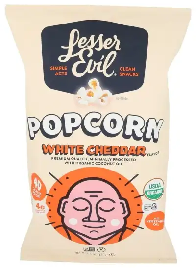 Lesser Evil Popcorn Wht Cheddar Organic