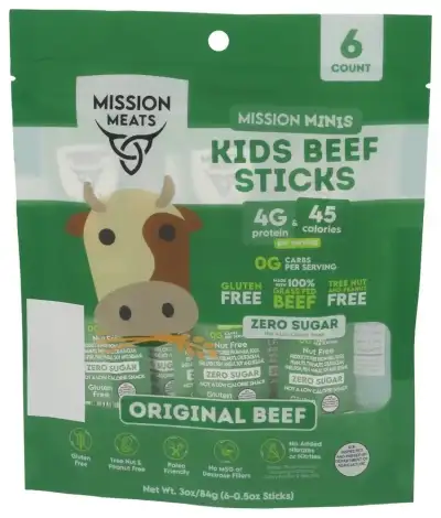 Mission Meats Stick Beef Orig Kids 6Pc