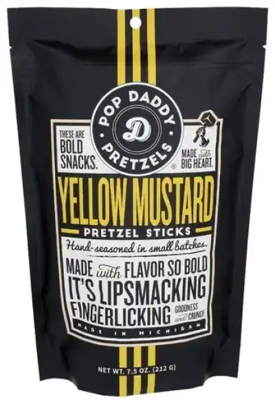 Pop Daddy Popcorn & Pretz Pretzels Yellow Mustard