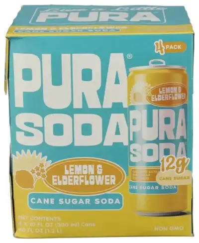 Pura Soda Soda Lemon Elderflwr 4Pk