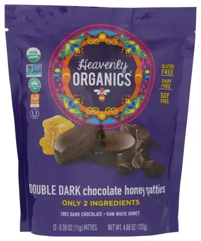 Heavenly Organics Hny Patty Db Dk Choc Org Bag