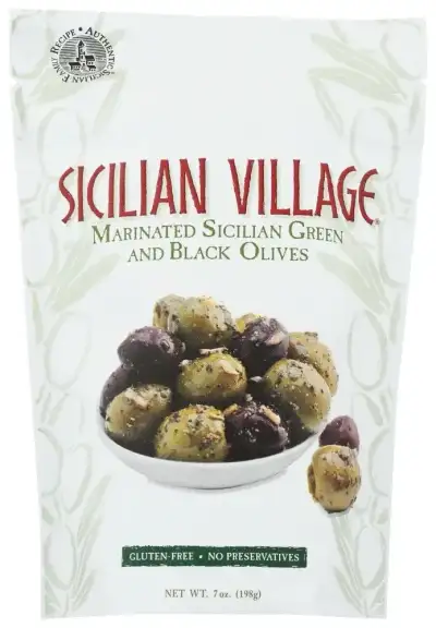 Sicilian Village Olives Grn Blck Marinated