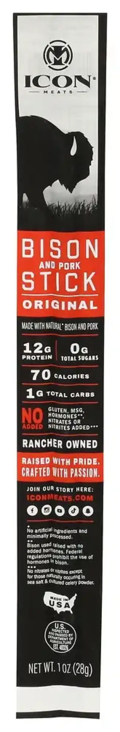 Icon Meats Meat Stick Bison Nd Pork