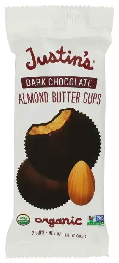 Justins Dark Choc Cups Almond Btr