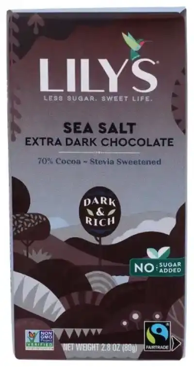 Lilys Sweets Choc Bar Dk 70% Sea Salt