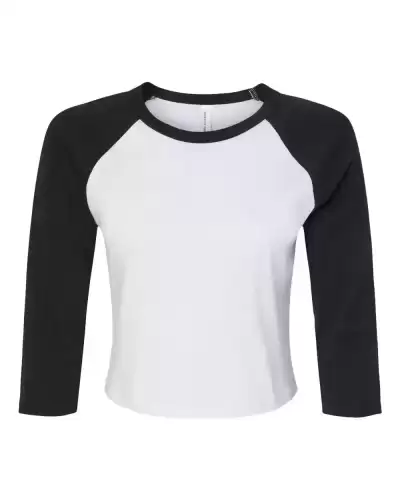 BELLA + CANVAS 1200 Women's Micro Rib Three-Quarter Raglan Sleeve Baby Tee 2 Pack