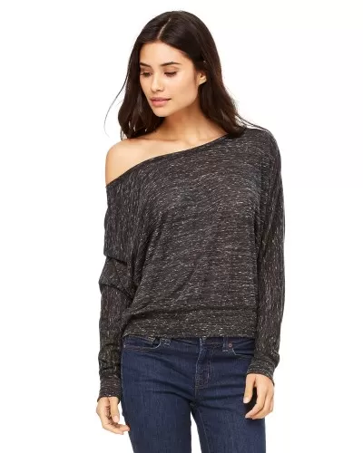 Ladies Flowy Long-Sleeve Off Shoulder T-Shirt