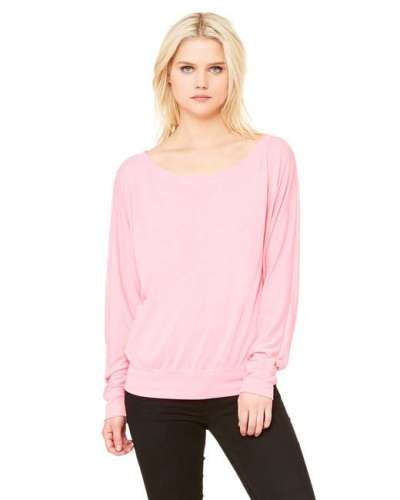 Ladies Flowy Long-Sleeve Off Shoulder T-Shirt