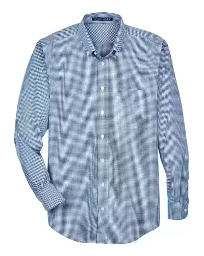 Devon & Jones D640 Men's Crown Collection? Gingham Check Woven Dress Shirt 2 Pack