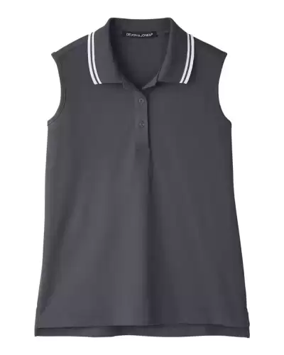 Devon & Jones DG20SW Women's CrownLux Performance??Plaited Tipped Sleeveless Polo 2 Pack