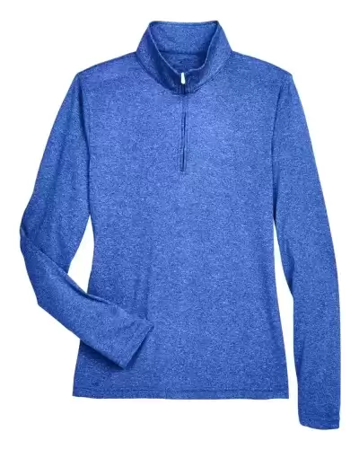 UltraClub 8618W Women's Cool & Dry Heathered Performance Quarter-Zip Pullover 2 Pack