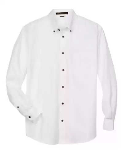 Harriton M500T Men's Tall Easy Blend? Twill Dress Shirt 2 Pack