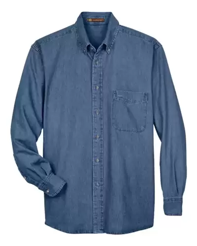 Harriton M550T Men's Tall Denim Shirt 2 Pack