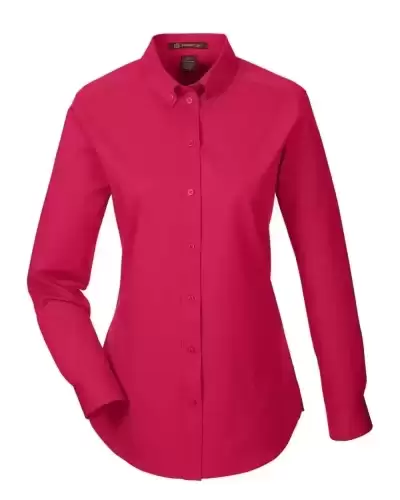 Harriton M581W Women's Foundation Cotton Twill Shirt with Teflon 2 Pack