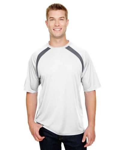 A4 N3001 Men's Spartan Short Sleeve Color Block Crew Neck T-Shirt