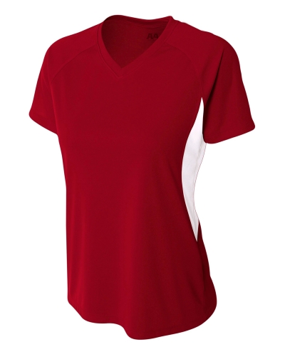 A4 NW3223 Ladies' Color Block Performance V-Neck T-Shirt