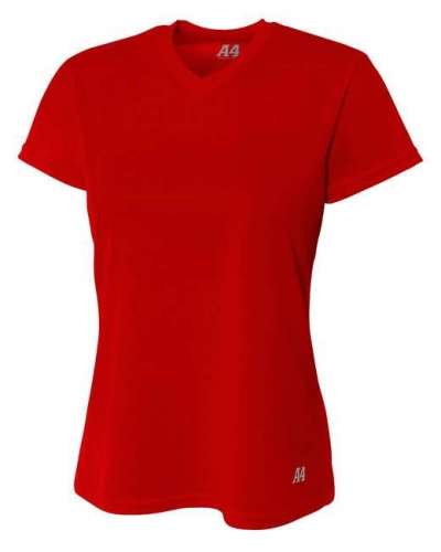 A4 NW3254 Ladies' Birds-Eye Mesh V-Neck T-Shirt