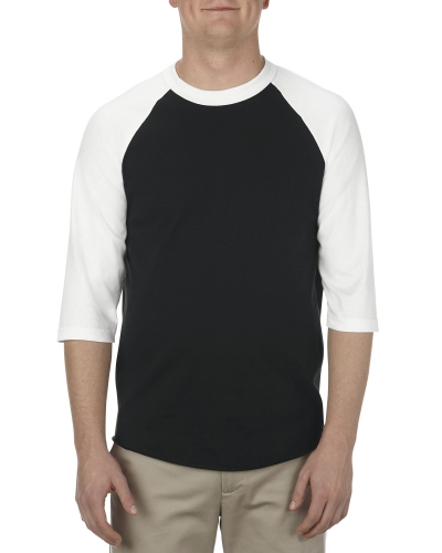 Alstyle AL1334 Adult 6.0 oz., 100% Cotton 3/4 Raglan T-Shirt
