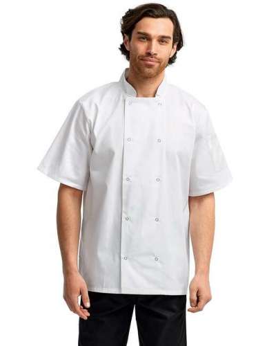 Artisan Collection by Reprime RP664 Unisex Studded Front Short-Sleeve Chef's Jacket