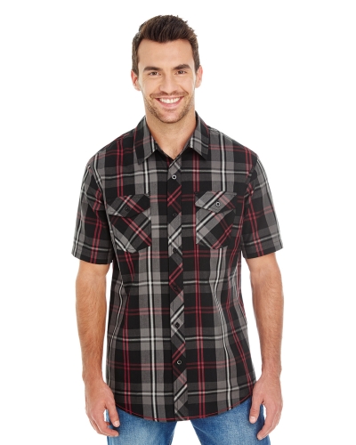 Burnside B9202 Men's Short-Sleeve Plaid Pattern Woven Shirt