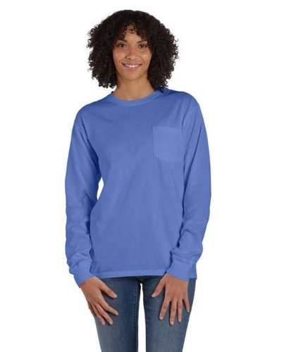 ComfortWash by Hanes GDH250 Unisex 5.5 oz., 100% Ringspun Cotton Garment-Dyed Long-Sleeve T-Shirt with Pocket