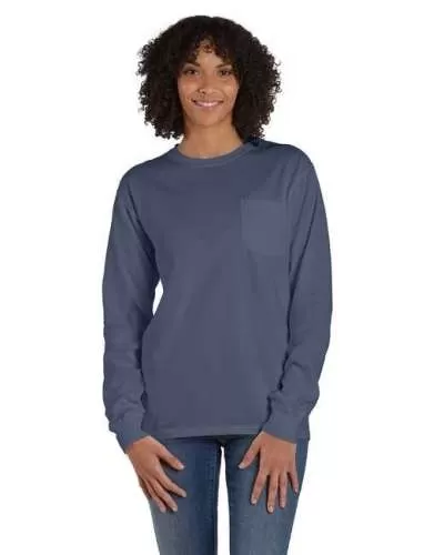 ComfortWash by Hanes GDH250 Unisex 5.5 oz., 100% Ringspun Cotton Garment-Dyed Long-Sleeve T-Shirt with Pocket