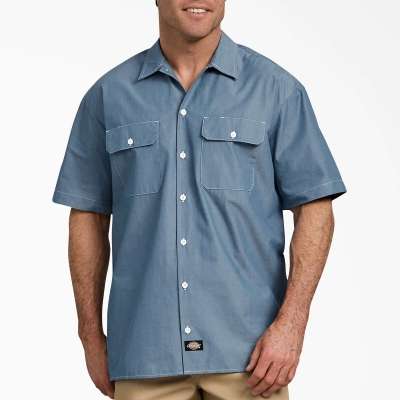 Dickies WS509 Unisex Relaxed Fit Short-Sleeve Chambray Shirt