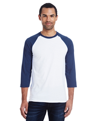 Hanes 42BA Men's Ringspun Cotton/Polyester Baseball T-Shirt