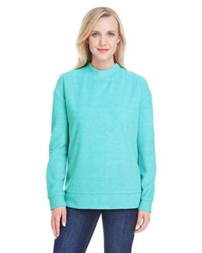 J America JA8428 Ladies' Weekend French Terry Mock Neck Crew