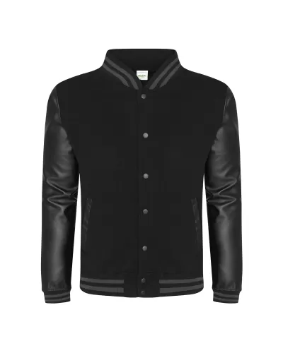 Just Hoods By AWDis JHA042 Men's 80/20 Heavyweight Urban Letterman Jacket with Leather Sleeves