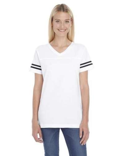 LAT 3537 Women's Football V-Neck Fine Jersey Tee