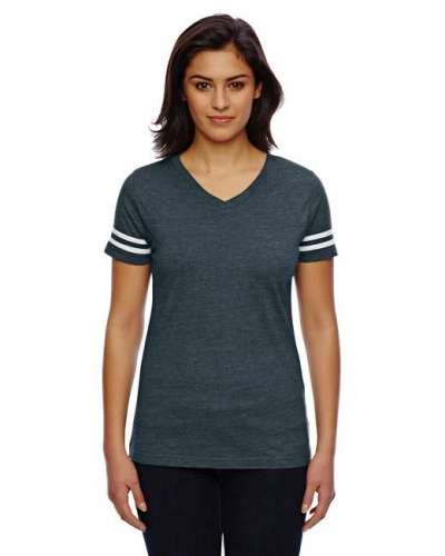 LAT 3537 Women's Football V-Neck Fine Jersey Tee