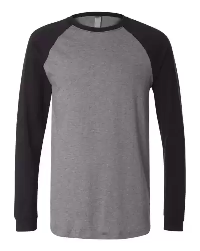 BELLA + CANVAS 3000 Men's Long Sleeve Jersey Baseball Tee 2 Pack