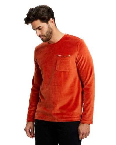 US Blanks US5594 Unisex Velour Long Sleeve Pocket T-Shirt