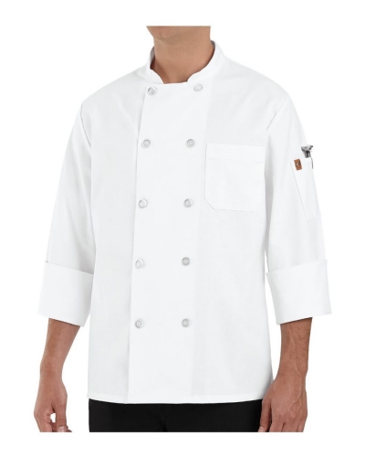 Chef Designs 0423L 100% Polyester Ten Pearl Button Chef Coat Long Sizes
