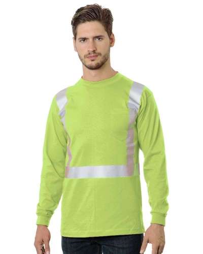 Bayside 3782 USA-Made 50/50 Hi-Visibility LONG Sleeve Pocket T-Shirt