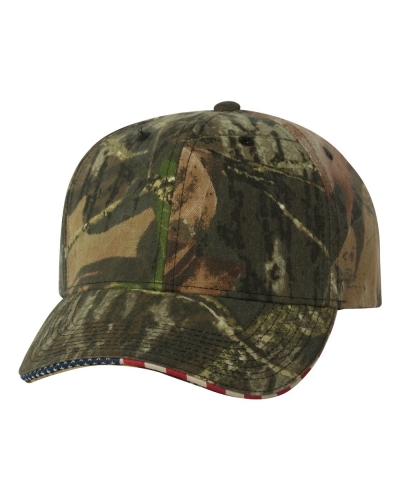 Outdoor Cap USA350 Camo WITH Flag Sandwich Visor Cap