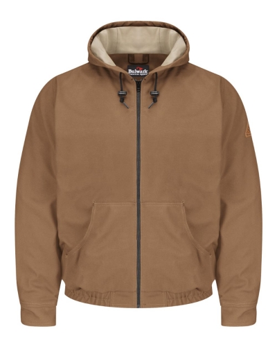 Bulwark JLH4L Brown Duck Hooded Jacket - EXCEL FR® ComforTouch® - Long Sizes