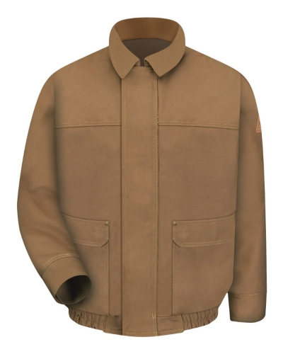 Bulwark JLB8L Brown Duck Lined Bomber Jacket - EXCEL FR® ComforTouch® - Long Sizes