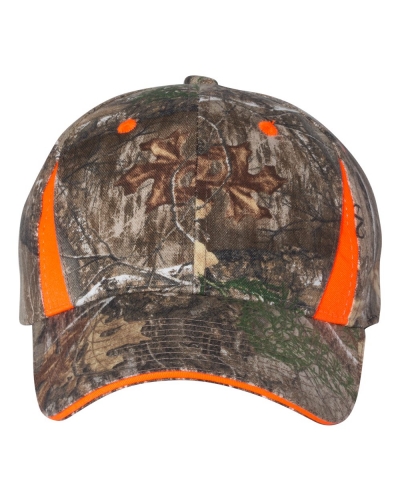 Outdoor Cap CBI305 Camo WITH Hi-Vis TRIM Cap