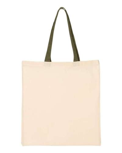 Q-Tees QTB6000 Cotton Economical Tote with Colored Handles
