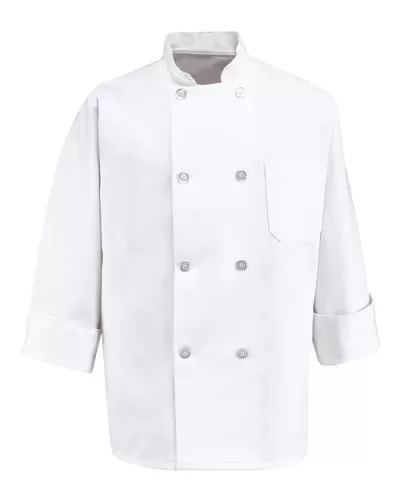 Chef Designs 0403L Eight Pearl Button Chef Coat Long Sizes