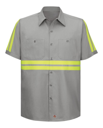 Red Kap SC40EL Enhanced Visibility Short Sleeve Cotton Work Shirt Long Sizes